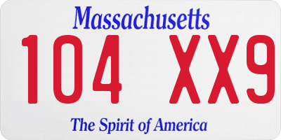 MA license plate 104XX9