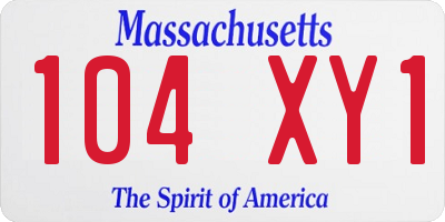 MA license plate 104XY1