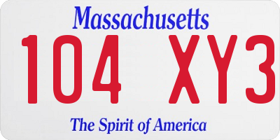 MA license plate 104XY3