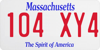 MA license plate 104XY4