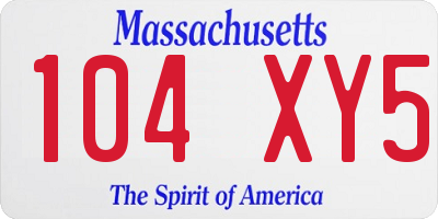 MA license plate 104XY5