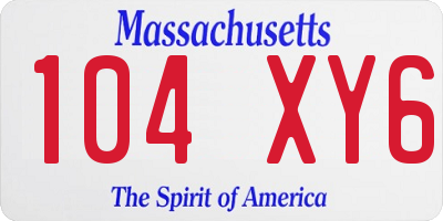 MA license plate 104XY6