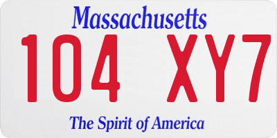 MA license plate 104XY7