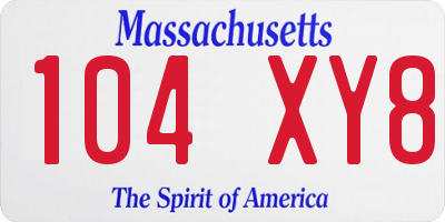 MA license plate 104XY8
