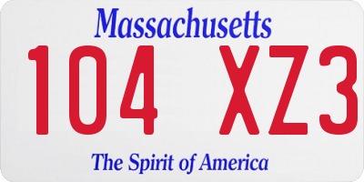 MA license plate 104XZ3