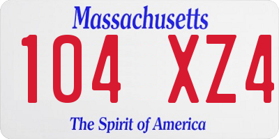 MA license plate 104XZ4