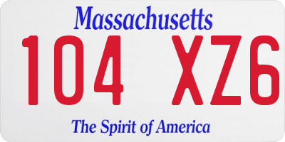 MA license plate 104XZ6