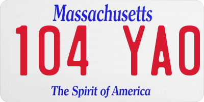 MA license plate 104YA0