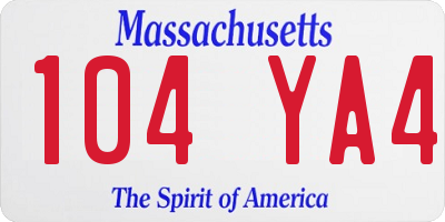 MA license plate 104YA4
