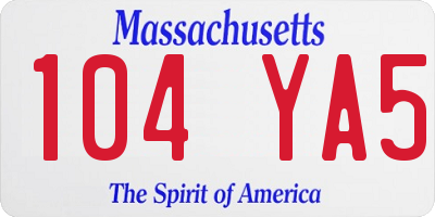 MA license plate 104YA5