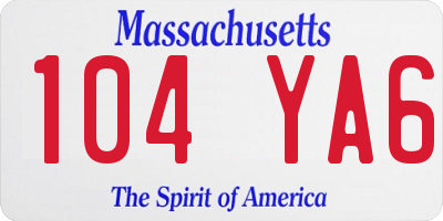 MA license plate 104YA6