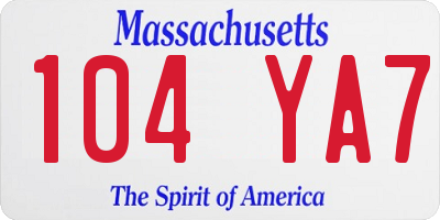 MA license plate 104YA7