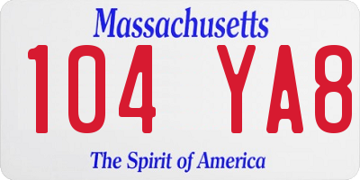 MA license plate 104YA8