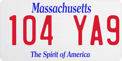 MA license plate 104YA9