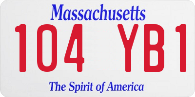 MA license plate 104YB1