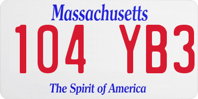 MA license plate 104YB3