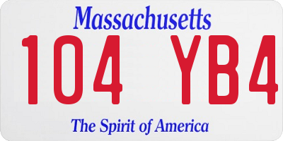 MA license plate 104YB4