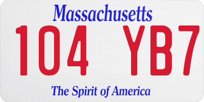 MA license plate 104YB7