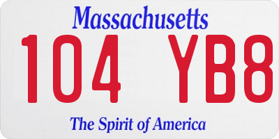 MA license plate 104YB8