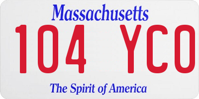 MA license plate 104YC0