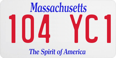 MA license plate 104YC1