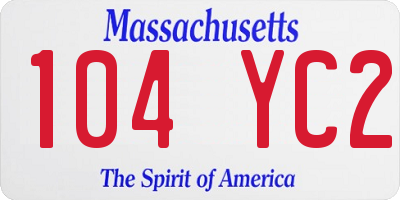 MA license plate 104YC2