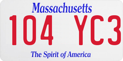 MA license plate 104YC3
