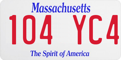 MA license plate 104YC4