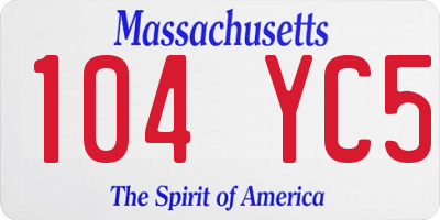 MA license plate 104YC5