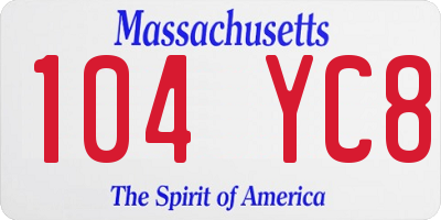 MA license plate 104YC8