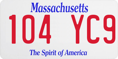 MA license plate 104YC9