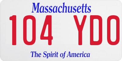MA license plate 104YD0