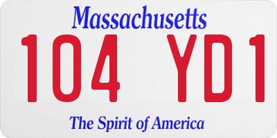 MA license plate 104YD1