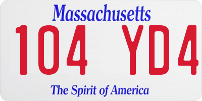 MA license plate 104YD4