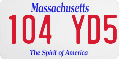 MA license plate 104YD5