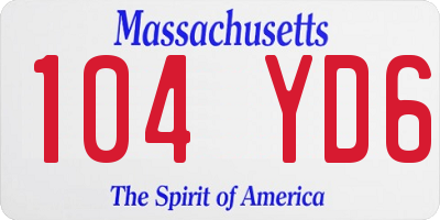 MA license plate 104YD6