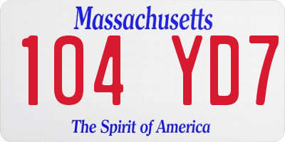 MA license plate 104YD7