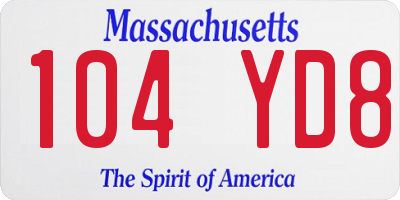 MA license plate 104YD8
