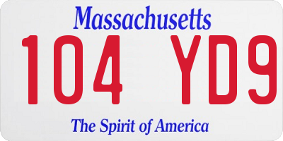 MA license plate 104YD9