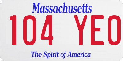 MA license plate 104YE0