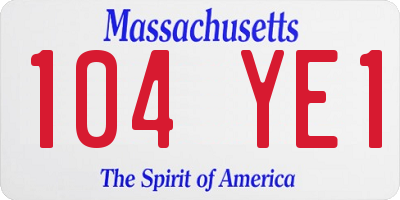 MA license plate 104YE1