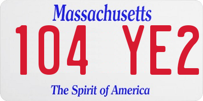 MA license plate 104YE2