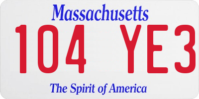 MA license plate 104YE3