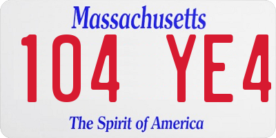 MA license plate 104YE4