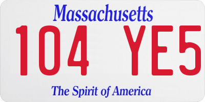 MA license plate 104YE5