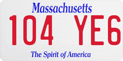 MA license plate 104YE6