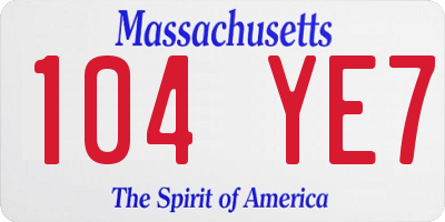 MA license plate 104YE7