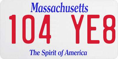 MA license plate 104YE8