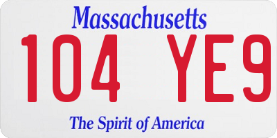 MA license plate 104YE9
