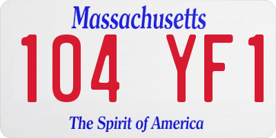 MA license plate 104YF1